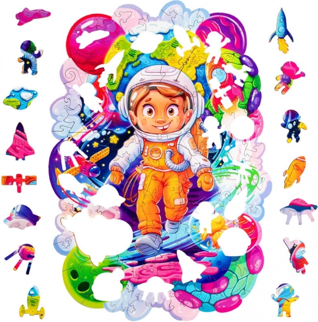 DŘEVĚNÉ BAREVNÉ PUZZLE - Vesmírný dobrodruh