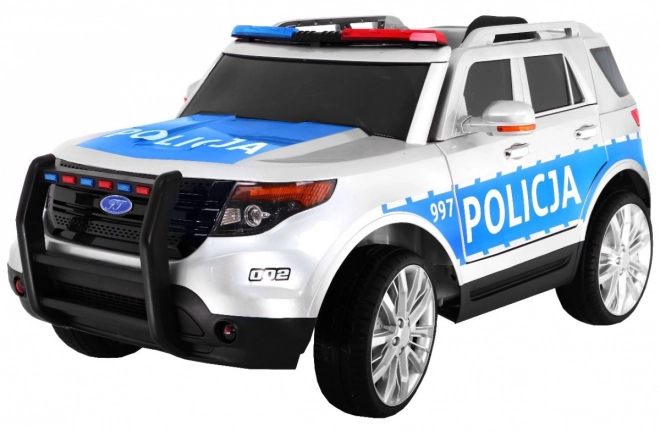 Dětské policejní auto SUV na baterie + sirény + světla + megafon + dálkové ovládání + pomalý start + EVA + samolepky