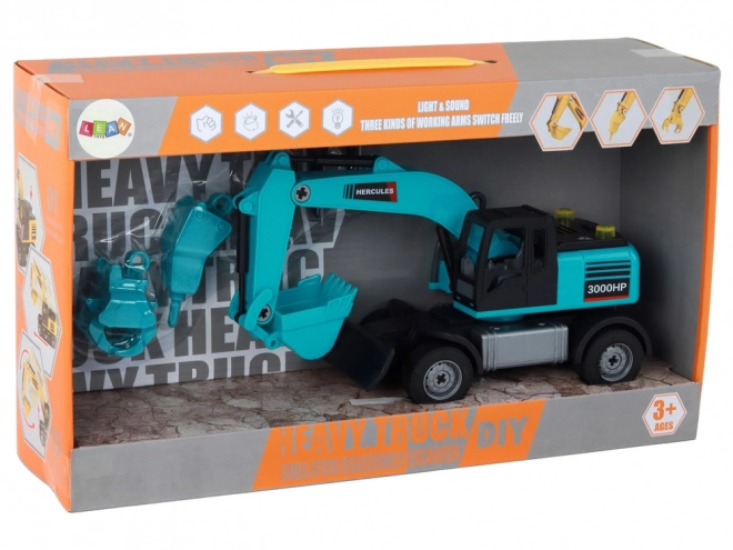 Sada bagru DIY Blue Construction Vehicle Drilling Rig Grabber