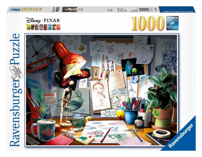 Puzzle Disney Pixar Biurko umělce 1000 dílků