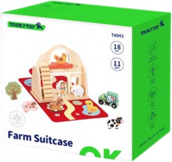 Tooky Toy Dřevěná skládací farma s figurkami zvířátek