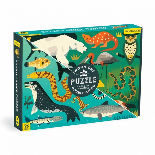 Oboustranné puzzle Mudpuppy Pozemní a mořští predátoři