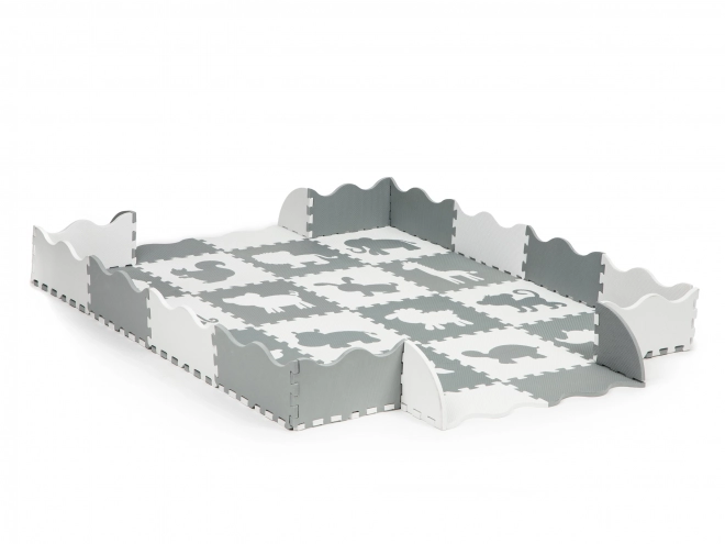 ECOTOYS Pěnové puzzle Zvířata šedá-bílá SX s okraji