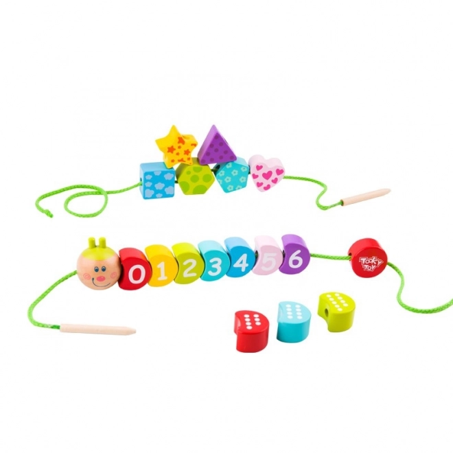 Dřevěná šněrovací housenka TOOKY TOY