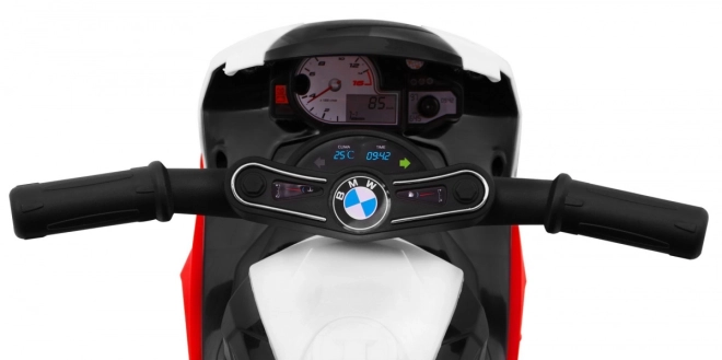 BMW S1000 RR Mini motorka na baterie + 3 kola + zvuky + LED dioda – Červená