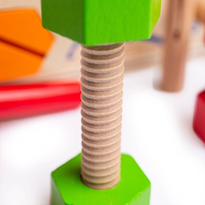 Dřevěný ponk a přepravka na nářadí 2v1 Bigjigs Toys
