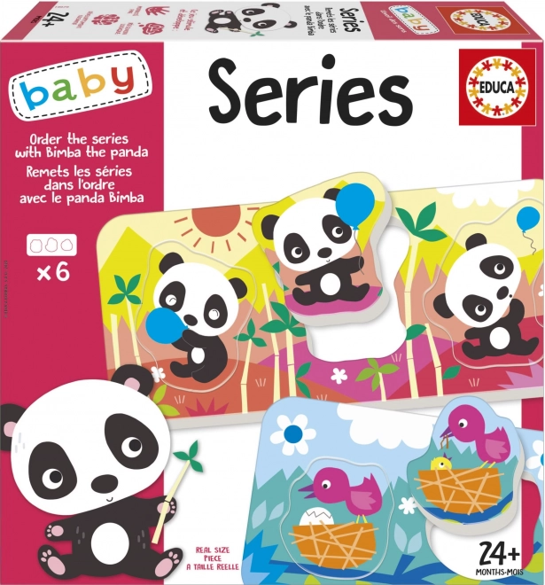 EDUCA Baby vkládačka Panda Bimba a kamarádi 6x3 dílky