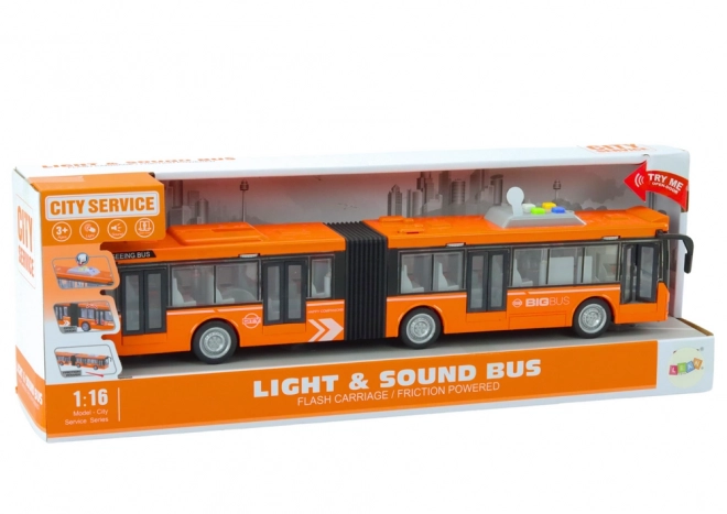 Kloubový městský autobus 1:16 Pohon Světla Zvuky Oranžový