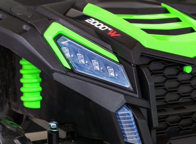 Silná závodní čtyřkolka buggy pro 2 děti Zelená + Střídavý motor + Nafukovací kola + LED audio