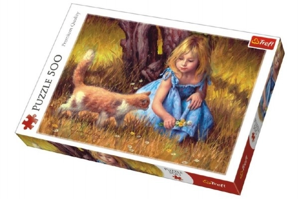 Puzzle Trefl 500 dílků Dívka s kočkou