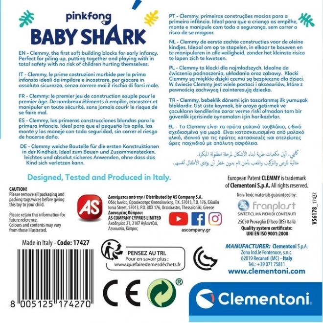 Měkké kostky Baby Shark Clementoni