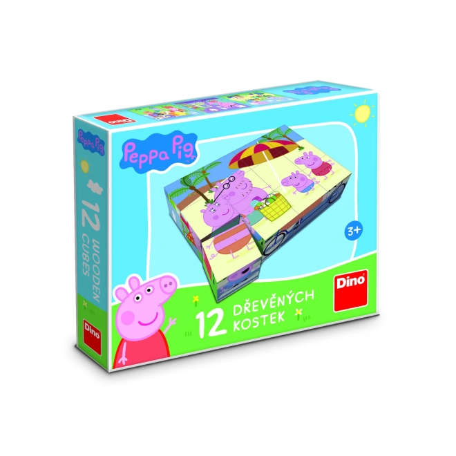 PEPPA PIG 12 Dřevěné licenční kostky