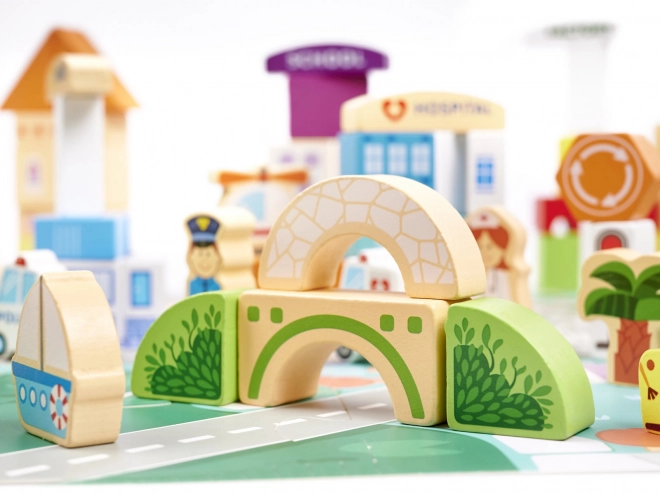 Dřevěné vzdělávací město puzzle 120 dílků