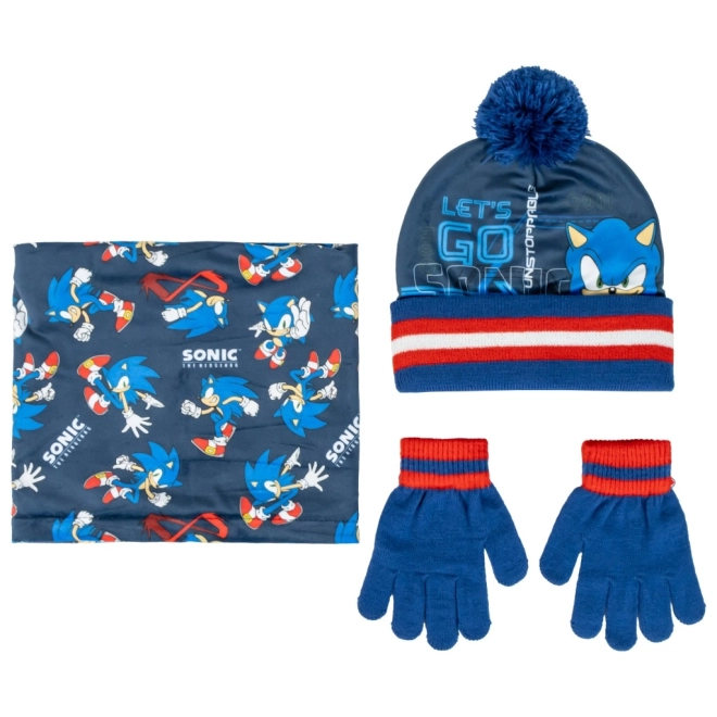 Sada čepice, rukavice a nákrčník Sonic