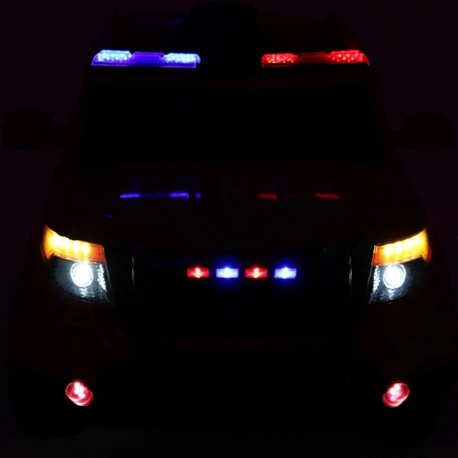 Policejní bateriové SUV pro děti + sirény + světla + megafon + dálkové ovládání + pomalý start + EVA + samolepky
