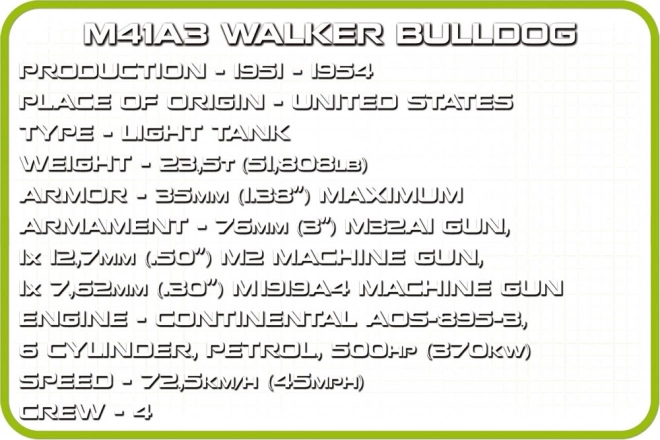 COBI 2239 Vietnam War M41A3 Walker Bulldog, 625 k, 2 F