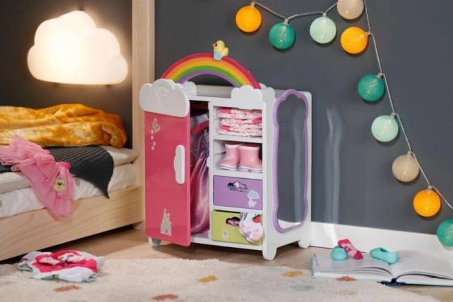 Duhová šatní skříň pro panenky BABY born