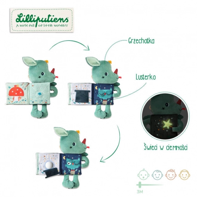 Lilliputiens - textilní knížka se svítícím obrázkem - dráček Joe