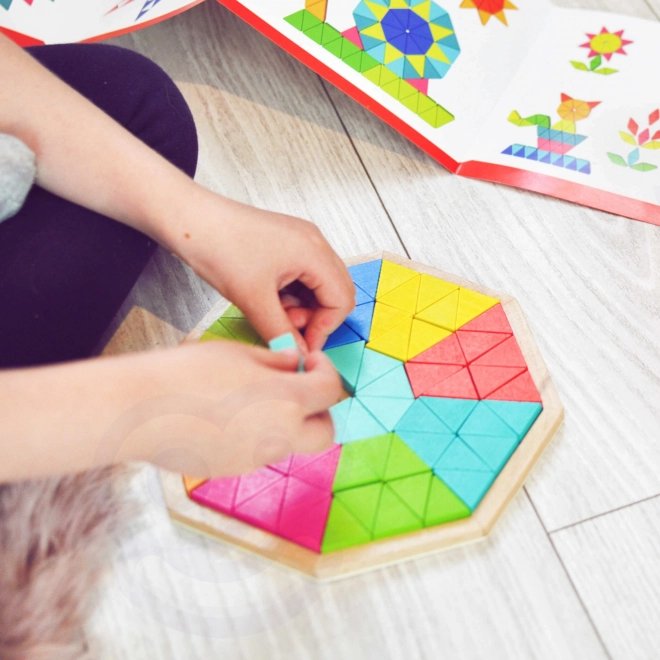 Tooky Toy Osmiúhelníková Dřevěná Mozaika Edukativní Puzzle