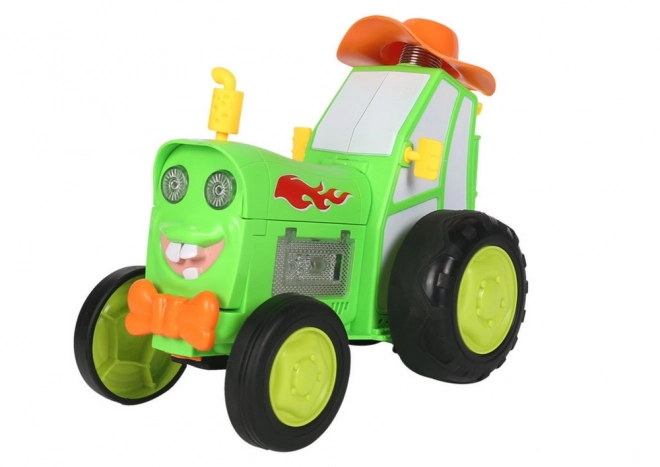 Zelený skákající traktor na dálkové ovládání