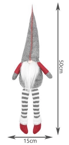 Vánoční sedící skřítek 50 cm – Šedý