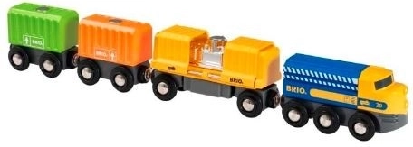 Barevná souprava s třemi nákladními vagóny
