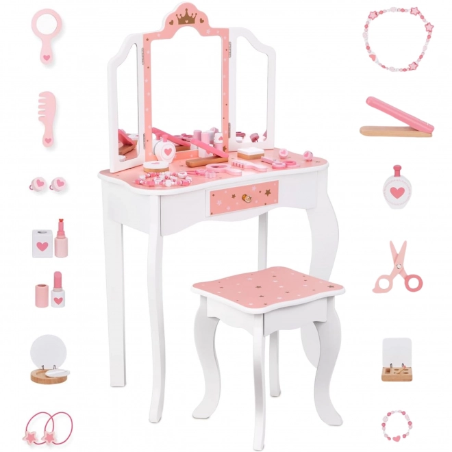 Dřevěný toaletní stolek se židličkou od Tooky Toy