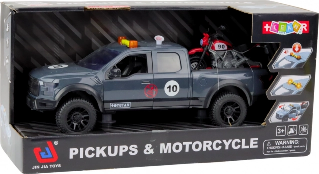 Pickup a motorka se světly a zvuky šedá 1:12 hračka