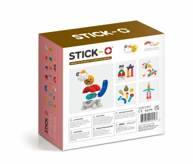 Stick-o magnetické cihly Kočka a pes sada 27 kusů