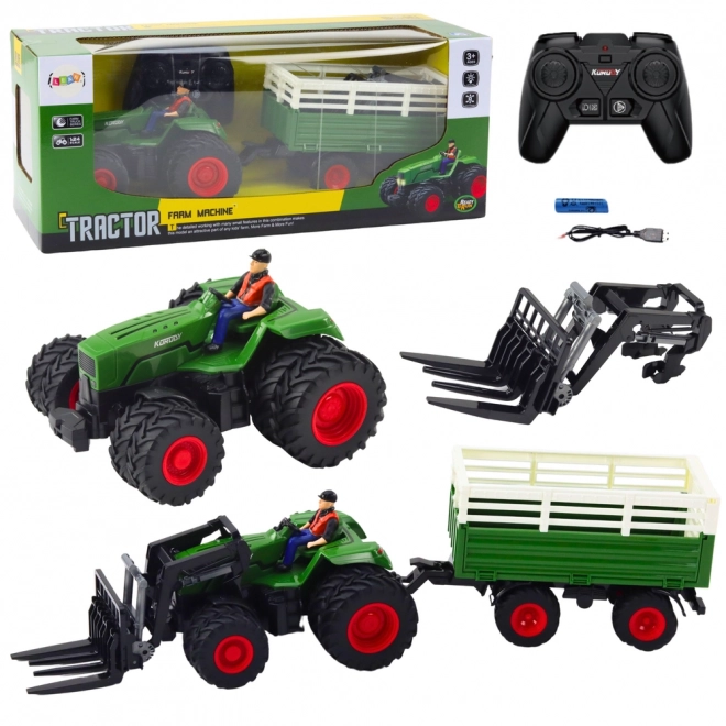 Traktor na dálkové ovládání s přívěsem a vidlemi