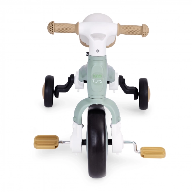 Balanční kolo s pedály - tréninková postranní kolečka 3v1 ECOTOYS – Zelené