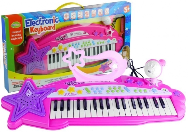 Klávesové varhany 37 kláves MP3 Mikrofon růžový