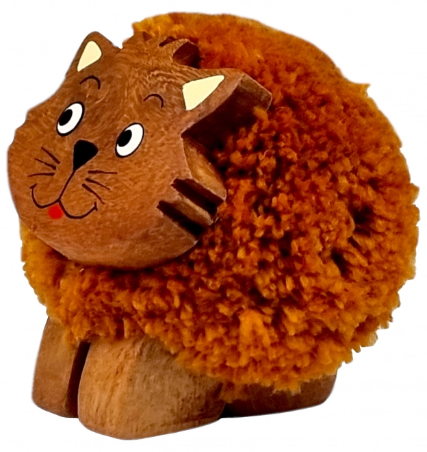 Dřevěná figurka s bambulí Kočka pro děti
