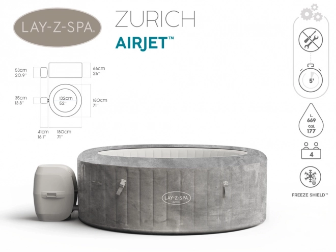 Bestway Lay-Z-Spa Zurich vířivka 2-4os 180cm 60065