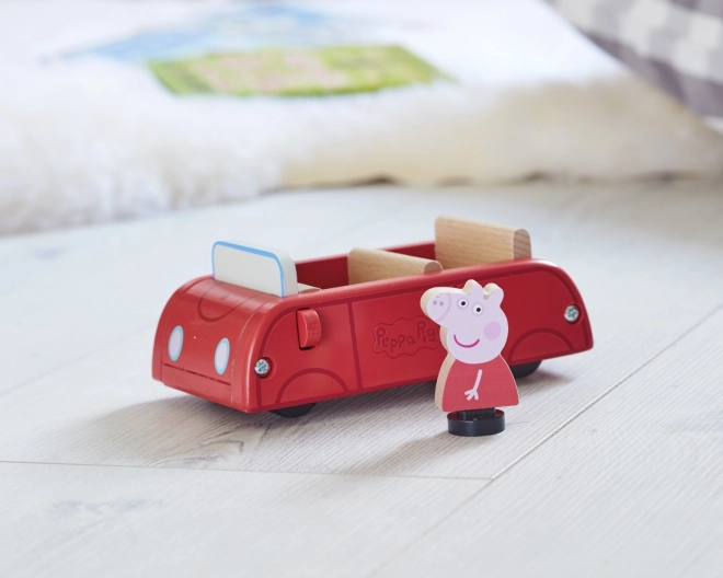 Dřevěné auto Prasátko Peppa pig + figurka