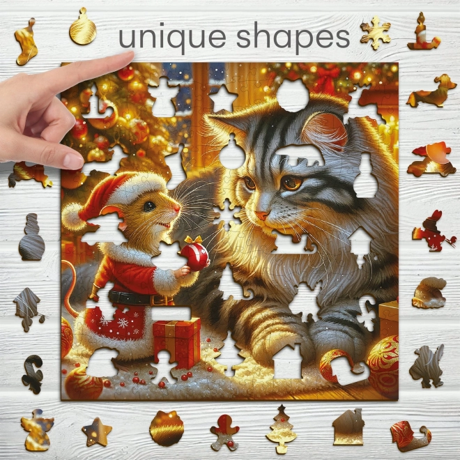 Dřevěné puzzle Kočka a myš 250 dílků