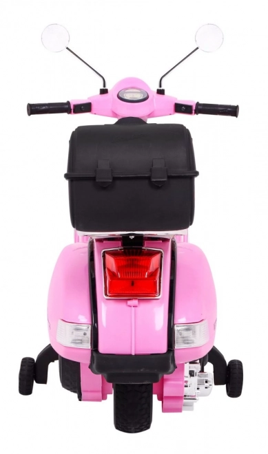Elektrický dětský skútr Vespa růžový s podpůrnými kolečky