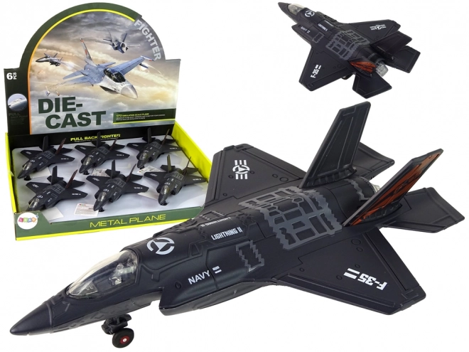 Černý třecí pohon letadla se světly a zvuky 1:72