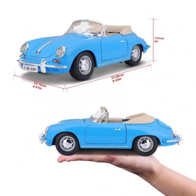 Kovový model Porsche 356B Cabriolet 1961 modrý