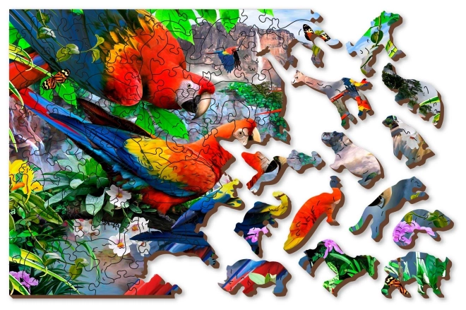 Dřevěné puzzle Ostrov papoušků
