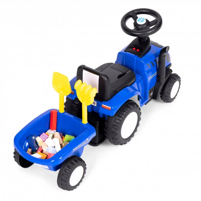 Dětský traktor s přívěsem, interaktivní volant, zvuky – modrý