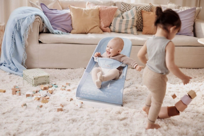 BABYBJORN - Lehátko BALANCE SOFT MESH - šedá/bílá – Modrá/bílá