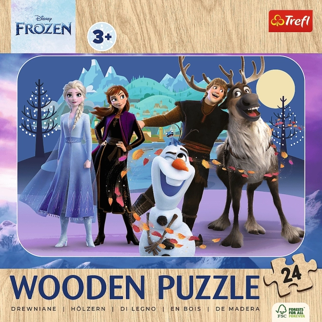 Dřevěné puzzle Ledové království 24 dílků