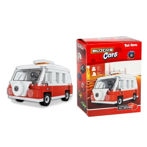 Stavebnice Blocks Cars - auta plast na zpětné natažení mix druhů  v krabičce 10x13x6cm