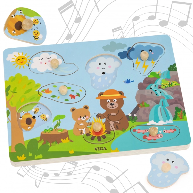 Dřevěné puzzle ZVUKY PŘÍRODY od VIGA