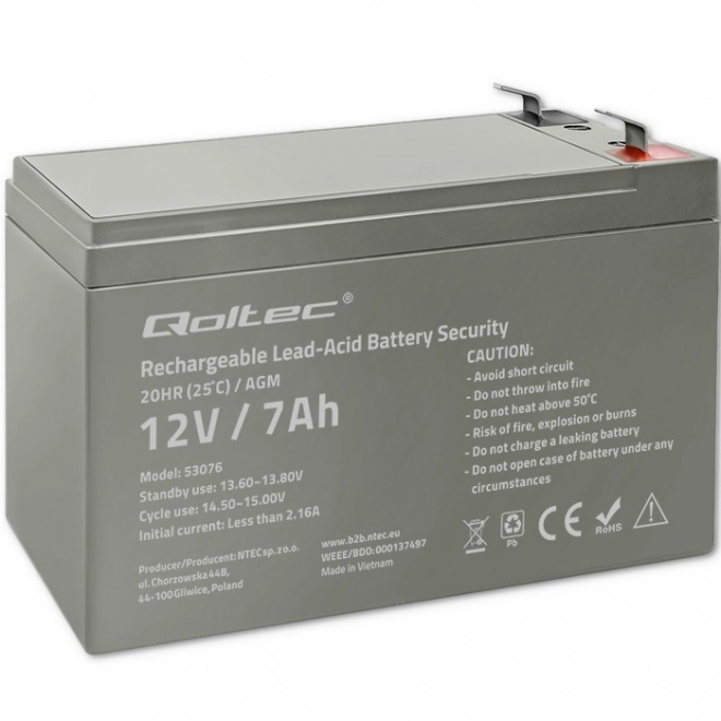Baterie AGM | 12V | 7Ah | max. 105A | Zabezpečení