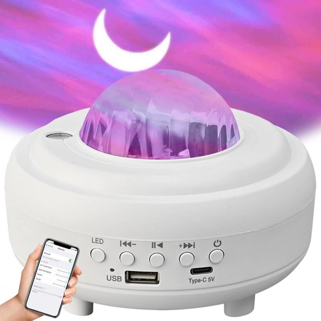 Noční světelný projektor aurora s bluetooth reproduktorem