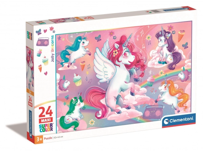 CLEMENTONI Puzzle Veselí jednorožci MAXI 24 dílků
