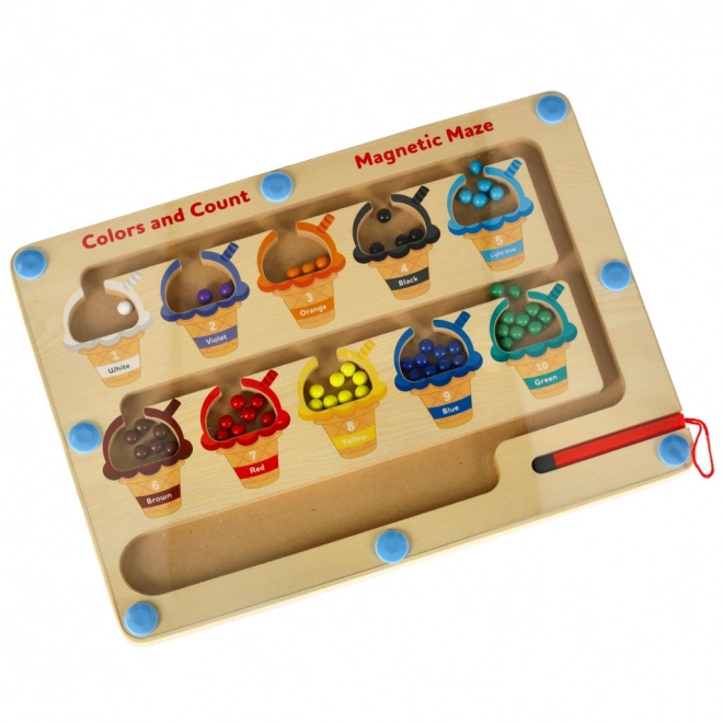 Magnetická vzdělávací tabule montessori třídění barevných kuliček zmrzlina 30 cm x 22 cm