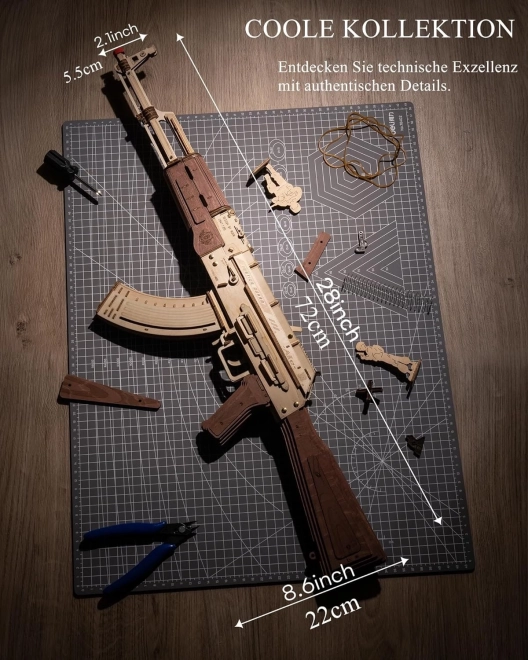 RoboTime 3D Dřevěné mechanické puzzle Útočná puška AK-47